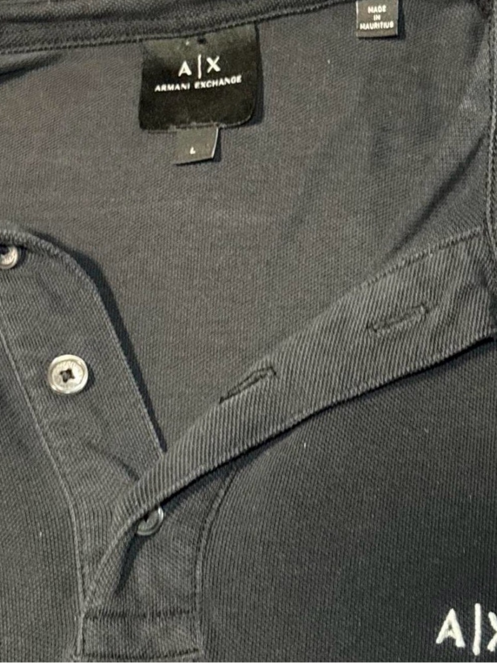 Armani Exchange Black Polo with White Collar Trim - Picture 2 of 3